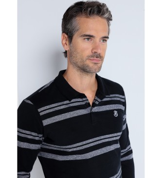 Bendorff BENDORFF - Long-sleeved striped polo shirt with black jacquard collar