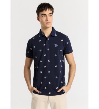 Bendorff BENDORFF - Short sleeve polo shirt with navy mini-print pattern