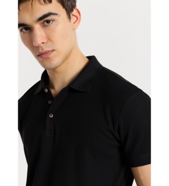 Bendorff BENDORFF - Żakardowa koszulka polo z krótkim rękawem w klasycznym czarnym kolorze