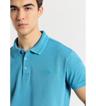 Bendorff BENDORFF - Short sleeve polo shirt plain overdye fabric blue