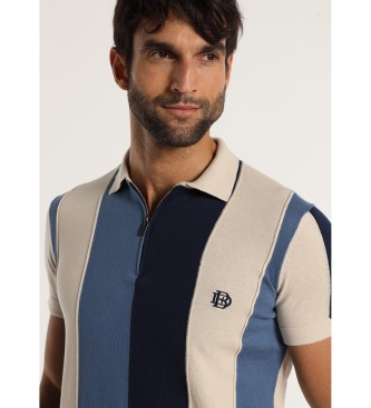 Bendorff BENDORFF - Tri-colour striped short-sleeved polo shirt with beige zip fastening