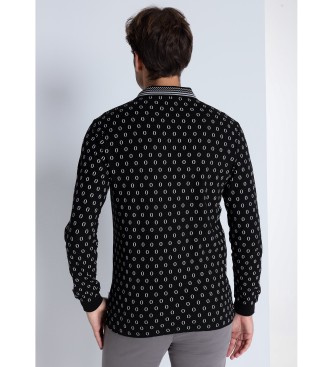 Bendorff Polo  manches longues avec col jaquard  imprim miniature noir