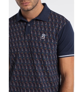 Bendorff Pique Abstract short sleeve polo shirt navy print