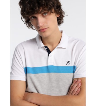 Bendorff Short Sleeve Tricolor Stripe Woven Blue Polo Shirt