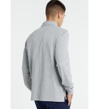 Bendorff Langrmeliges strukturiertes Poloshirt mit Tasche grau
