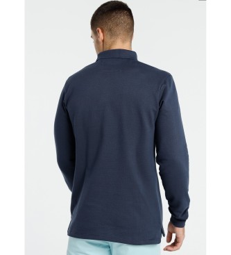 Bendorff Polo strutturata a maniche lunghe con tasca blu navy