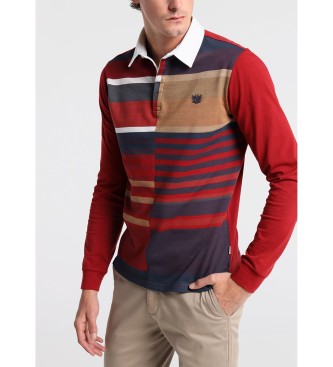 Bendorff Polo Shirt Woven Stripe Block rouge