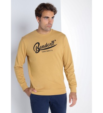 Bendorff BENDORFF - Mosterd basic sweatshirt met boxkraag