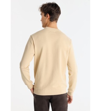 Bendorff Sweat beige brodé avec logo en relief