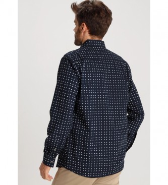 Bendorff Mini Print shirt with navy blue embroidery
