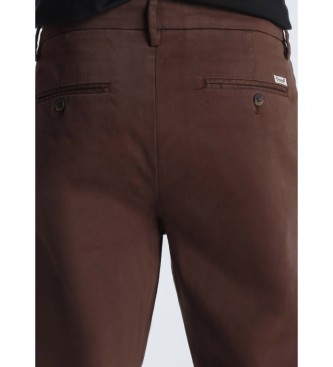 Bendorff Pantaloni chino slim in raso marrone scuro