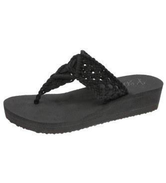 Beppi Beach flip flop with wedge for women 2199950 black