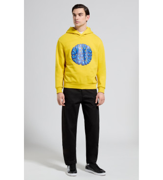 Bikkembergs Sweatshirt com ilustrao amarela