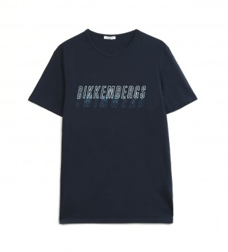 Bikkembergs Doppeltes Logo-T-Shirt in Marineblau