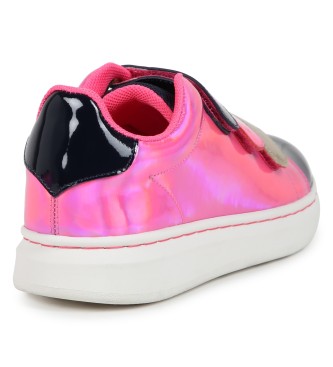 Billieblush Iridescent pink leather slippers