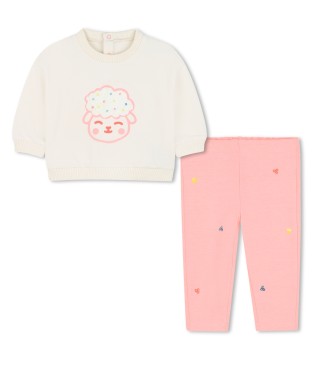 Billieblush Conjunto Sudadera y Pantal�n blanco roto, rosa