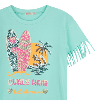 Billieblush Turquoise jurk met grafische print