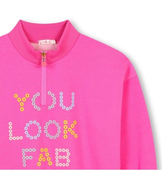 Billieblush Kjole i sweatshirt-stil med lynls i halsudskringen, pink    