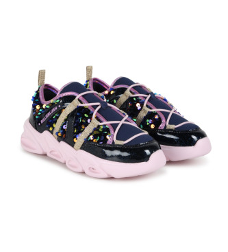 Billieblush Sneaker in pelle glitter blu scuro