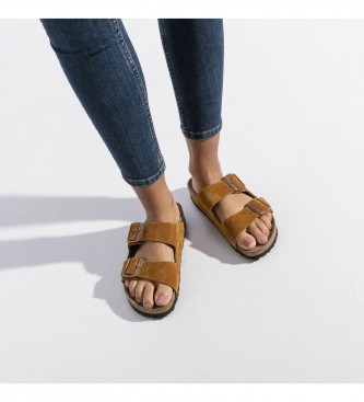 Birkenstock Arizona SFB VL Mink rjavi usnjeni sandali Arizona SFB VL Mink rjavi