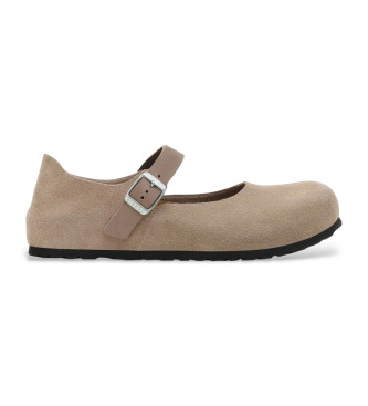 Birkenstock Mantova ballerinaer i taupe ruskind