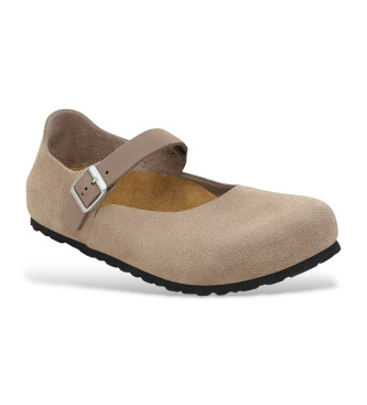Birkenstock Mantova ballerinaer i taupe ruskind