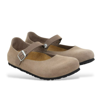 Birkenstock Mantova ballerinaer i taupe ruskind