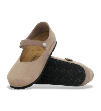 Birkenstock Mantova ballerinaer i taupe ruskind