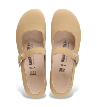 Birkenstock Santa Clarita ballerinaskor i beige l�der