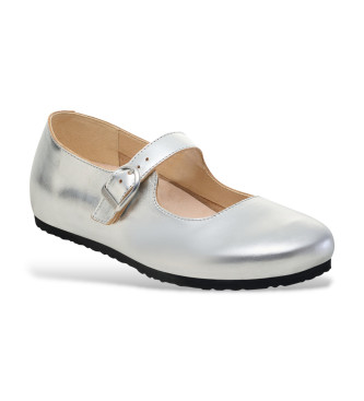 Birkenstock Santa Clarita ballerinapumps i silverf�rgat l�der