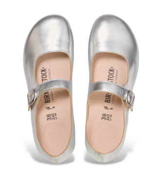 Birkenstock Santa Clarita ballerinapumps i silverf�rgat l�der
