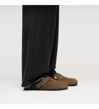 Birkenstock L�der Clogs Boston Mjuk fotb�dd brun