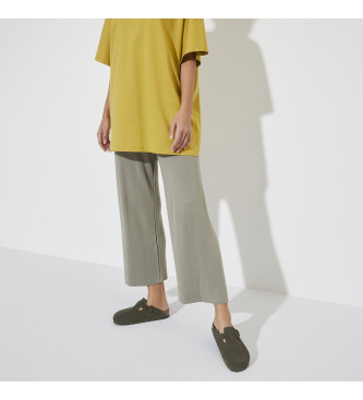 Birkenstock Skórzane chodaki Boston zielone