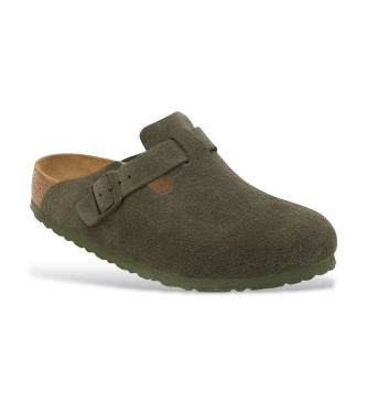 Birkenstock Skórzane chodaki Boston zielone
