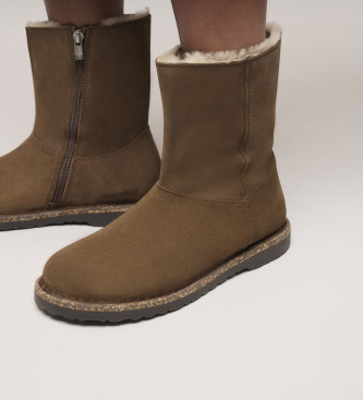 Birkenstock Uppsala Zip Shearling Leather Ankle Boots castanho