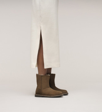 Birkenstock Uppsala Zip Shearling Leather Ankle Boots castanho