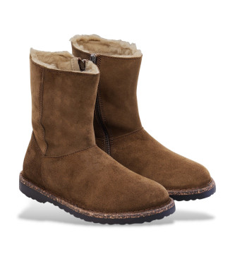 Birkenstock Uppsala Zip Shearling Leather Ankle Boots castanho