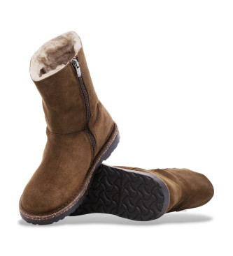 Birkenstock Uppsala Zip Shearling Leather Ankle Boots castanho