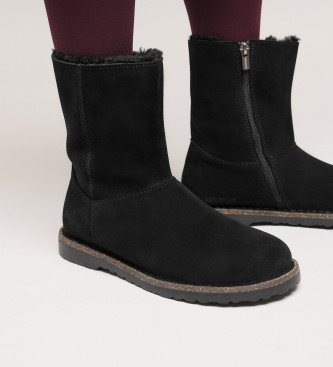 Birkenstock Botas de couro Uppsala Zip Shearling Preto