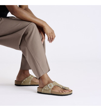 Birkenstock Sandalias de Piel Gizeh Rivet taupe