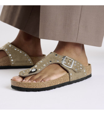 Birkenstock Sandalias de Piel Gizeh Rivet taupe