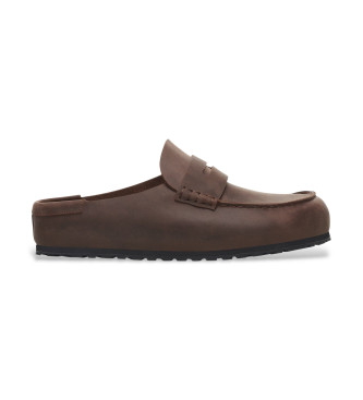 Birkenstock Naples Wrapped Leather Moccasins dark brown