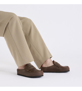 Birkenstock Naples Wrapped Leather Moccasins dark brown