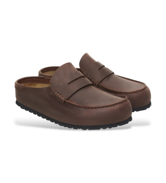 Birkenstock Naples Wrapped Leather Moccasins dark brown