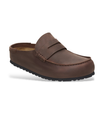 Birkenstock Naples Wrapped Leather Moccasins dark brown