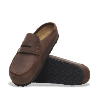 Birkenstock Naples Wrapped Leather Moccasins dark brown