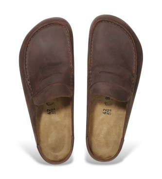 Birkenstock Naples Wrapped Leather Moccasins dark brown