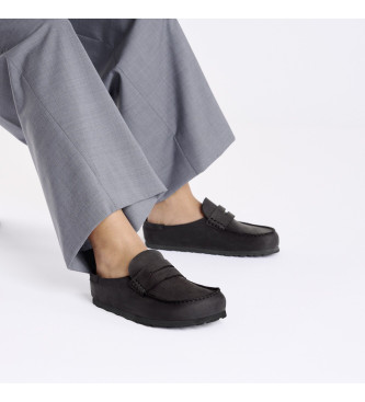 Birkenstock Naples Wrapped Leather Moccasins black