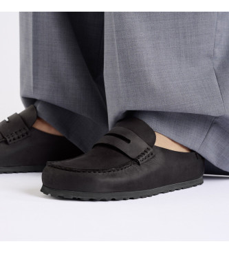 Birkenstock Naples Wrapped Leather Moccasins black