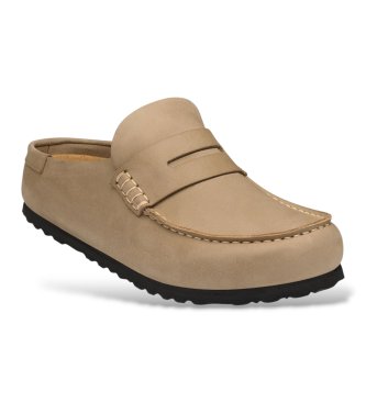 Birkenstock Mocassins en cuir Naples Wrapped Oiled (Coupe Étroite) marron